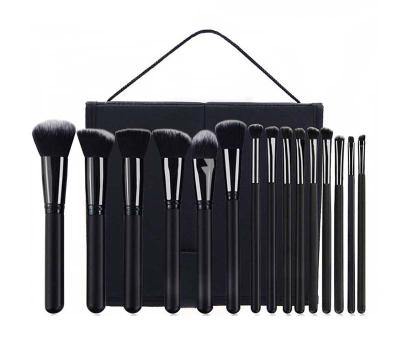 China Angular Blush 15 Piece Black Makeup Brush Book Private Label Makeup Brush Set OEM High Quality Custom for sale