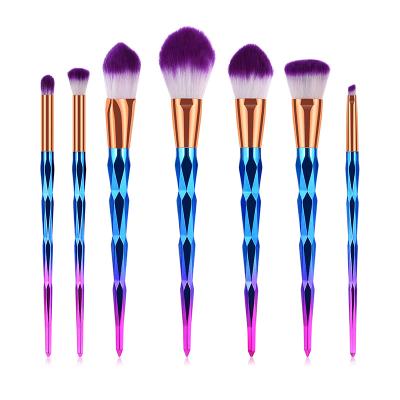 China Angular Blush Professional Gradient 7pcs Color Synthetic Makeup Brushes Red Girls Make Up Brush Cosmetics Make Up Brush Kits for sale