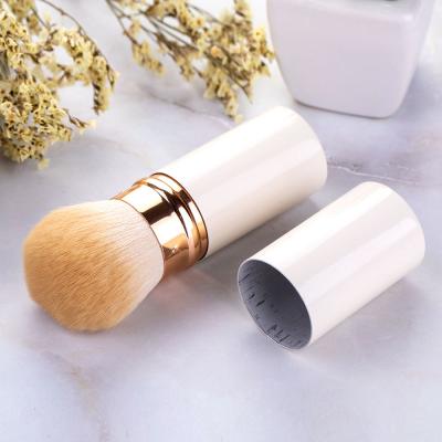 China Angular Blush New Arrival Retractable Kabuki Makeup Brush Simple White Loose Powder Blush Portable Beauty Tool Brush Factory Direct Supply for sale