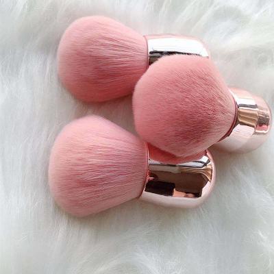 China Angular Blush Pink Soft Synthetic Hair Mushroom Powder Head Brush Private Label Plastic Small Kabuki Blush Brush for sale