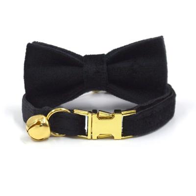 China 2023 Personalized Engraved Black Velvet With Metal Clasp Cat Dog Collars for sale