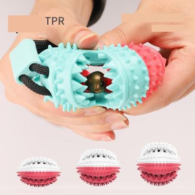 China Viable popular leaky tpr rope pull cup suction tooth cleaning duct dog toy ball molar ball for sale