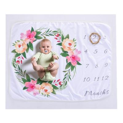 China Softly WARM Printed Custom Baby Milestone Newborn Monthly Blanket Wholesale Muslin Baby Blanket for sale