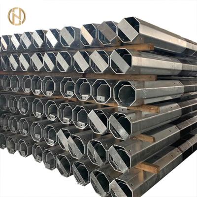 China 10m 12m Galvanized Steel Pole For Electric Power Line And Polygonal Street Lighting for sale