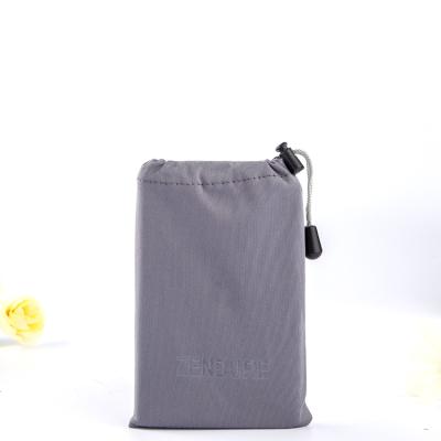 China Custom Gray Microfiber Bag Logo Printed Drawstring Sunglasses Pouch Suction Pouch Bag for sale