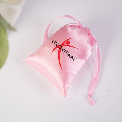 China Draw Pouch Satin Bags For Hair Bundles Label Logo Silk Bag Extension Packaging Custom Woven Satin Gift Bag for sale