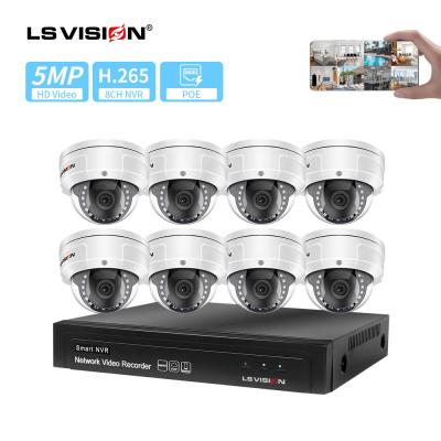 China LS Plug & Play Easy Installation VISION H.265 Video Security System 8pcs POE 5Mp IP Camera With 8 Channel NVR for sale