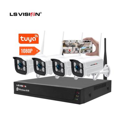 China tuya plug and play nvr 4ch 8ch AI cctv home security P2P 1080P 2MP 4 degree wireless 8 channel wifi nvr camera system kit for sale