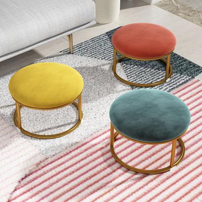 China Foldable durable adult household single stool small can stack sofa stool living room tea table metal round stool for sale