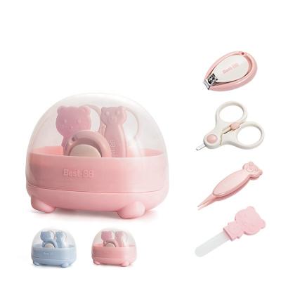 China Elite Amazon Hot Sale Eco-Friendly Wholesale 4 in 1 Pink Babi Manicure Kit Boy Infant Care Baby Grooming Set Blue Baby Manicure Set for sale