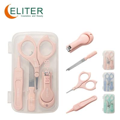 China Eliter Amazon Eco-Friendly Hot Sale In Stock Pink Blue Green Newborn Nail Clippers Scissors For Kids Baby Care Grooming Set for sale