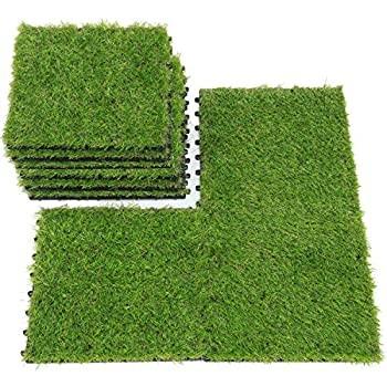 China Interlocking Faux Grass Tiles for Artificial Grass Turf Size 300x300x22/25mm Drainage for sale