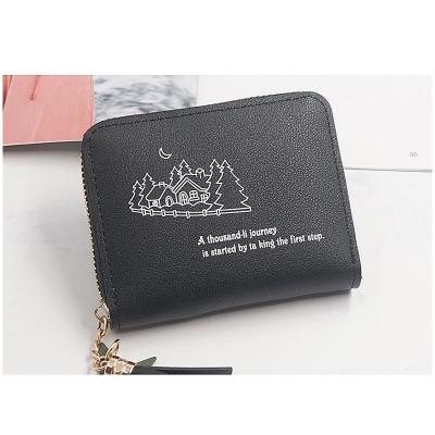 China Solid Color Waterproof Shorts Leather Wallet For Ladies Card Holder Fashion Waterproof Polyester PU Leather Purse for sale