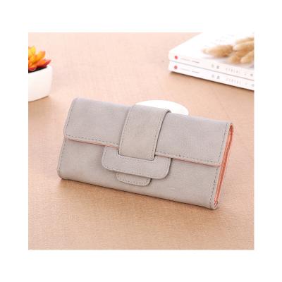 China None Frosted Solid Color Macaron Polyester Wallet Multiple Compartment Metal Buckle Card Holder for sale