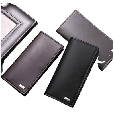 China No Long PU Leather Multi Compartment Fashion Wallet Photo Pocket Black Soft Slim Slim Card Holder Purse With Metal Buckle for sale