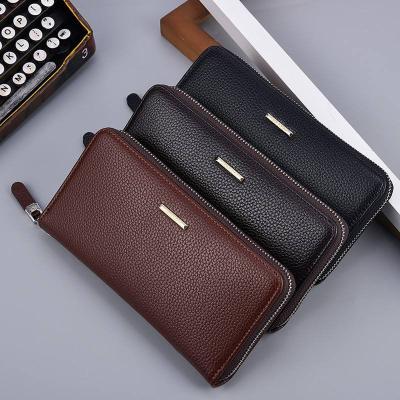 China No Long Square Zipper Business Waterproof PU Leather Style Multiple Compartment Purse Sorting Case Card Holder for sale