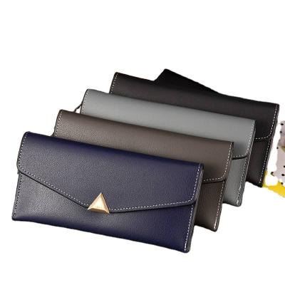 China None Thin Waterproof Metal Buckle Sewing Color Leather Purse Macaron PU Wallet Multiple Pocket for sale