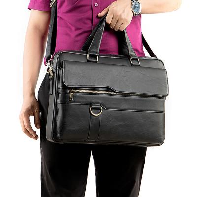 China Sleek Office Fashion Leather Waterproof Briefcase Work PU Designer Slim Shockproof Messenger Bag for sale