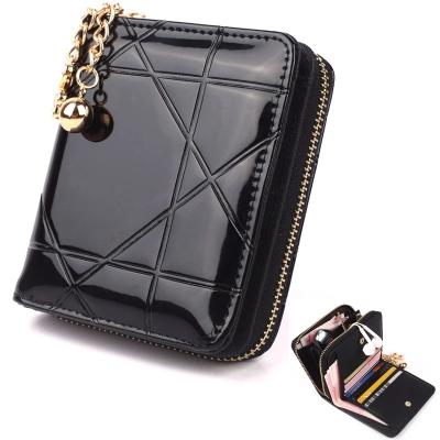 China No Hot Short 3 Times Wallet Women Coin Purse Small Lady Patent Leather Case Money Bag Credit Card Holder Case Cute Wallet for sale