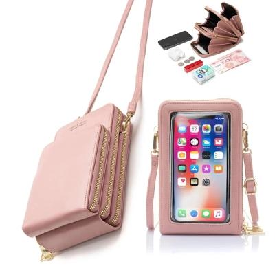 China Portable Handbags Women Bag Shoulder Bag Mirror Touch Screen Mobile Phone Bag Wallet Female Large Capacity Card Case for sale