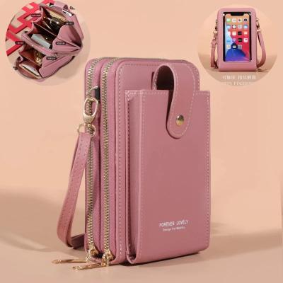 China Portable Women Shoulder Bag PU Leather Cross - Body Phone Bag Wallet Card Handbags Messenger Portable Small Square Bag for Girls Female Gift for sale