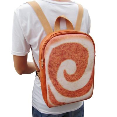 China PU Fashion Waterproof High Quality Egg Bread Backpack Unisex School Bags Backpacks Funny Backpack for sale