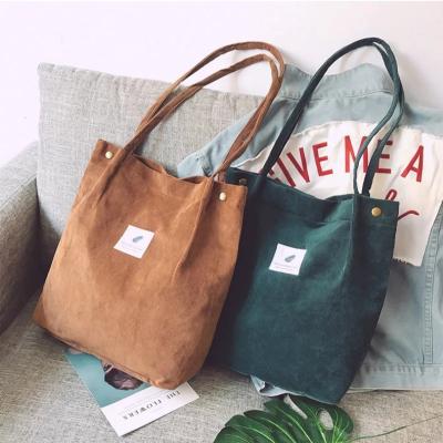 China 2022 Portable Reusable Shopping Bags Corduroy Shoulder Bag Women Tote Female Handbag Casual for a number of Dropshipping for sale