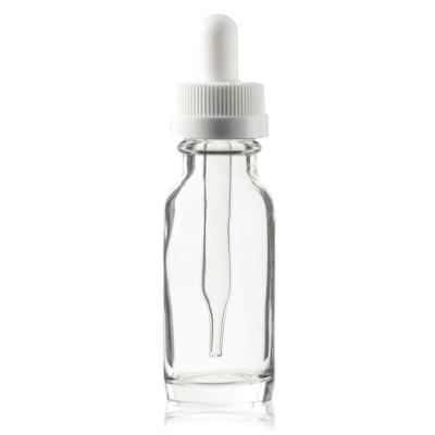 China Promotional Hot Sale 1/2oz 1oz 2oz 4oz Clear Round Cosmetic Boston Dropper Boston Blue Green Glass Bottle for sale