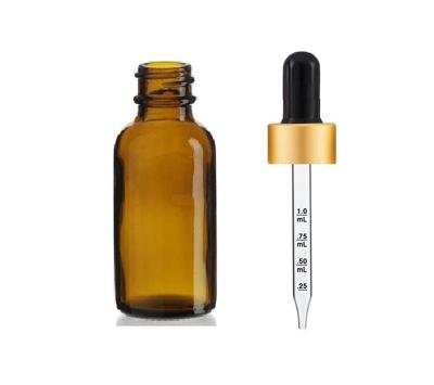 China 18-415 Gold Silver Glass Pharmaceutical White Calibration Printed Eye Dropper For Boston Round Euro Essential Oil Bottles for sale