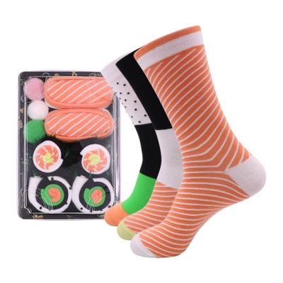 China QUICK DRY custom design stock colorful cotton OEM food sushi box socks bulk packaging price for sale