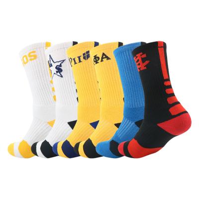 China Sale 100 Cotton Mens Ankle Support Breathable White Blue Crew Baseball Compression High Tube Sports Socks For All Sportsman for sale