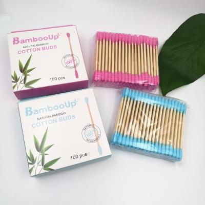 China 100% Eco-Friendly Eco-Friendly Bamboo Ear Swab Cotton Stick Cotton Cleaning Buds for sale