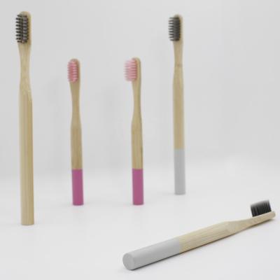 China Kids Biodegradable Eco Friendly Bamboo Toothbrushes Round Handle With Private Laser Logo for sale