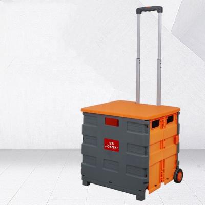 China Wholesale Supermarket Personal Use Folding Trolley Cart Package &roll Durable Plastic Shopping Trolley for sale