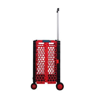 China Large Capacity and Durable Plastic Dura Large Capacity 35L 45L Shopping Trolley for Supermarket Office Grocery for Sale Rolling Foldable Trolley Personal Use for sale