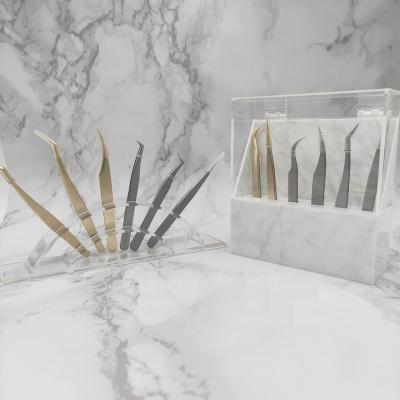 China Acrylic 6 Hole Holder 6 Hole Tweezers Private Logo Tweezers Storage Box Display Shelf for sale