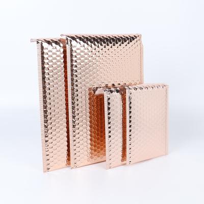 China Shock Resistance Metallic Foil Rose Gold Poly Bubble Mailing Air Mail Mailing Bags Custom Padded Envelopes Gift Mailing Bags for sale