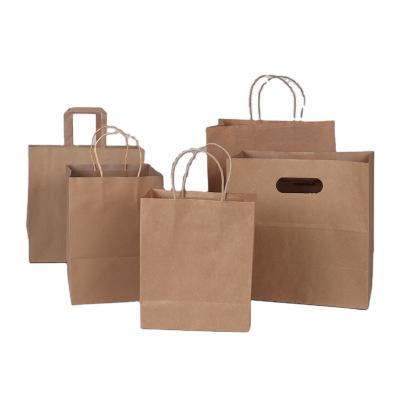 China Wholesale Cheap Price Custom Logo Kraft Gift Craft Brown Shopping Paper Bags Biodegradable With Your Own Logo For Packaging for sale