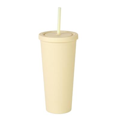 China Sustainable 450ML Custom Reusable Double Wall Colored Acrylic Tumbler Cups With Lid And Straw for sale