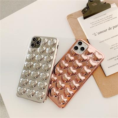 China Anti-fall Fashion Solid Color Plating Love Three-Dimensional Comfortable Feel Anti-skid Mobile Phone Case For iPhone 13 Pro Max For HUAWEI for sale