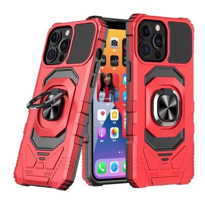 China Luxury Shockproof Armor Metal Magnetic Ring Car Cell Phone Holders TPU PC 2 in 1 Shockproof Design Custom Phone Case For iPhone 13 Mini for sale