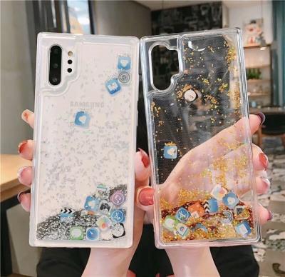 China Lightweight tpu transparent PC APP quicksand girl mobile phone heavy duty military shockproof bags for Samsung s10 HUAWEI p30 p20 for sale