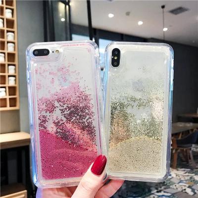 China Light Girl Glitter Bling Beautiful Instant Powder Pearly Quicksand Liquid tpu PC 2 in 1 Heavy Duty Phone Case for iphone 11 pro 12 max for sale