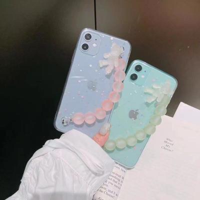 China Fashion glueTransparent Crystal Hanging Chain Stereoscopic Crystal Light Drop Cell Phone Case For iPhone 12 promax For iPhone7 for sale