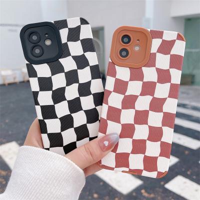 China Minimalist ultra thin soft shockproof white black lattice tpu stick skin camera protection mobile phone bags for iphone 13 case for sale