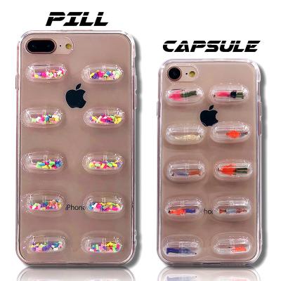 China Soft clear mobile 3d glue light silicon tpu drop impact pill capsule case epoxy resin back cover protector for iphone x for oppo f9 for sale