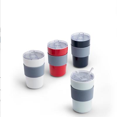 China WITH LID mug with lid and silicone sleeve with heat resistant reusable tea cup cup customize ceramic coffee mug for sale