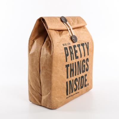 China High Quality Custom Reusable Waterproof Insulated Eco Cooler Brown Kraft Paper Bag Lunch Cooler Freezable Bag Insulated for sale