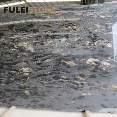 China Modern High End Cosmic Black Gold Granite Brazil Slab For Flooring for sale