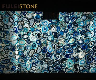 China Beautiful Modern Blue Agate Marble Stone Tile Blue Color For Countertop And Light Decoration for sale